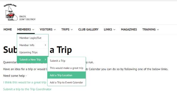 How to add a location to the Trip Event Calendar